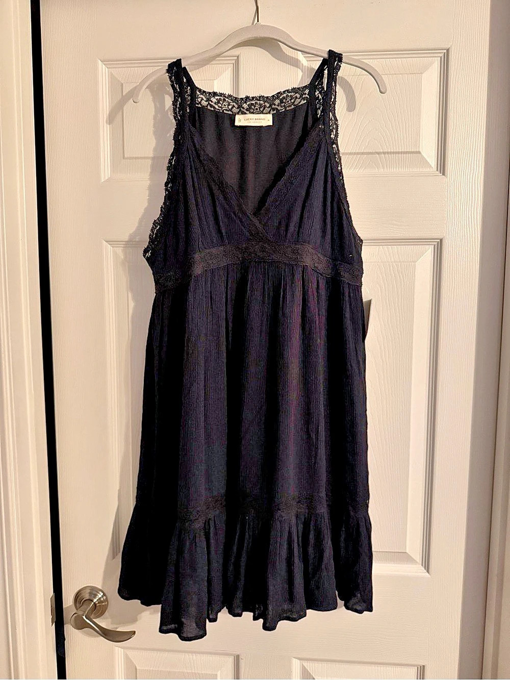 Lucky Brand Lace Slip Mini Dress Black Midi Dress Medium